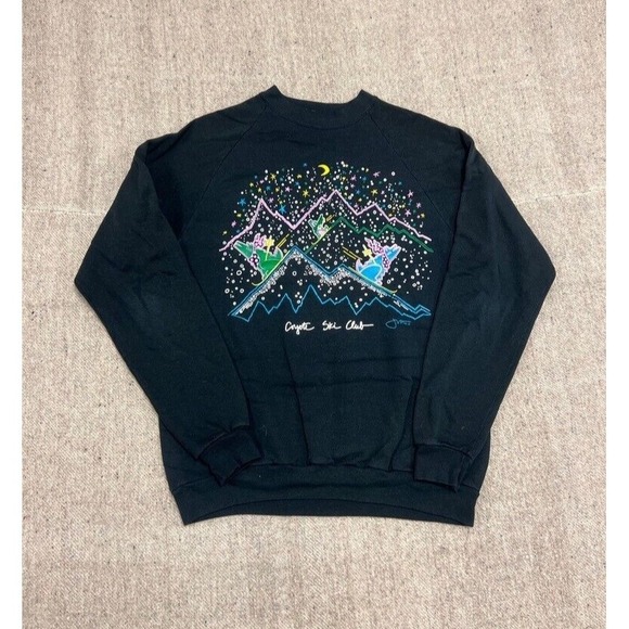 VINTAGE Other - Vintage Coyote Ski Club‎ Sweatshirt Mens Large Black 1980s